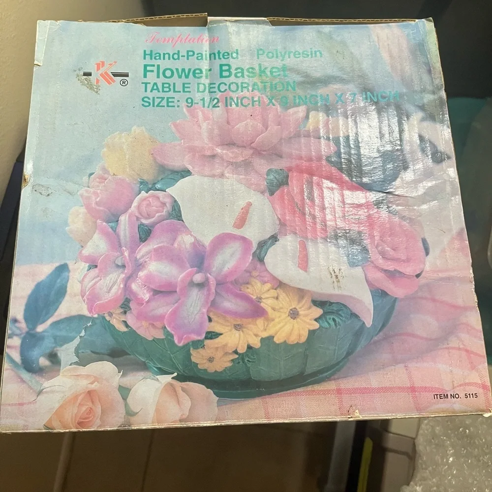 Temptation Hand Painted Polyresin Flower Basket